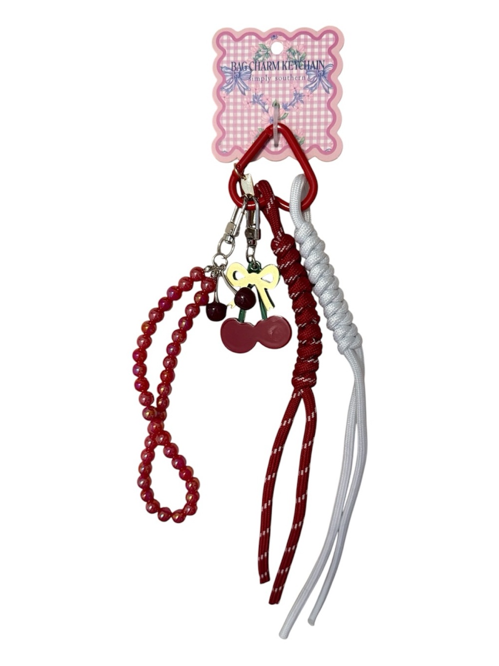 Red and White Key Chain Holder with Cherries 🍒